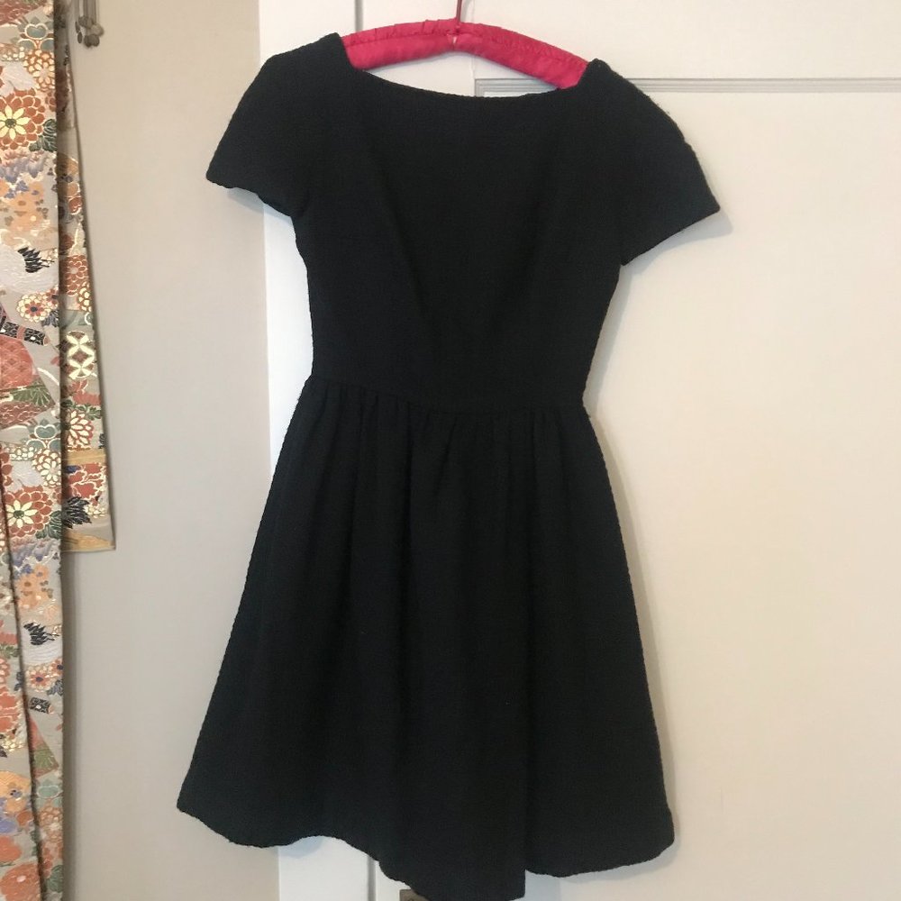 Vintage-Lang Original 1950s Black Wool Button Dress-Small